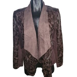 Marie Claire Brown Faux Leather Waterfall Cardigan Jacket